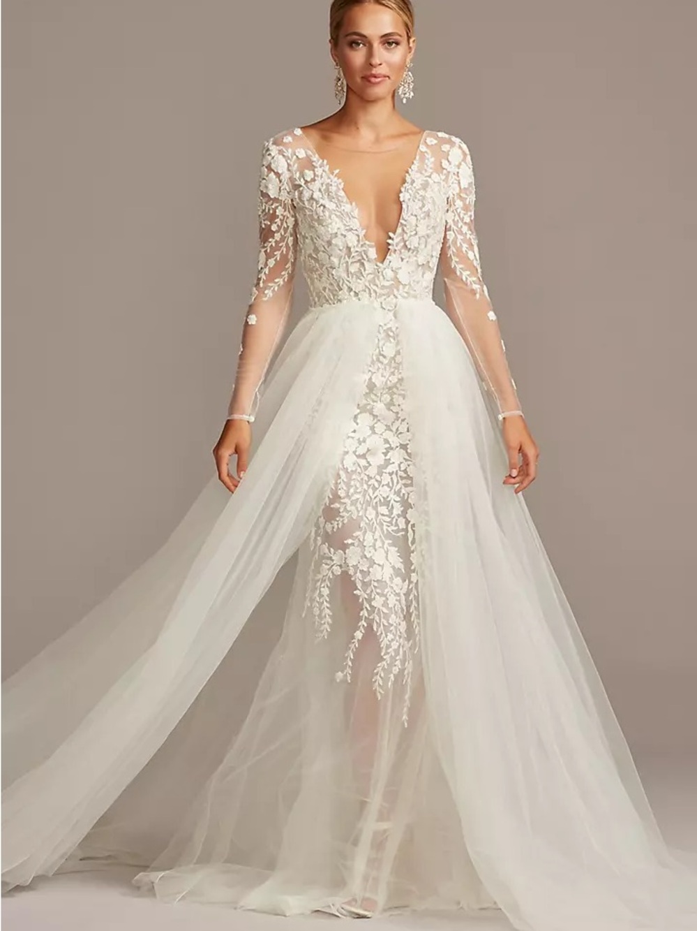 Galina Signature - Embroidered Illusion Bodysuit Wedding Dress & optional skirt - Picture 11 of 15